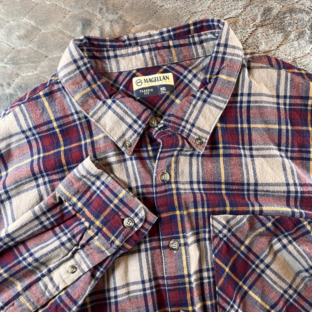 Magellan Outdoors Mens Classic Plaid Flannel Shirt Button Down Long Sleeve 2XL